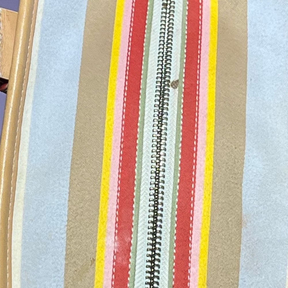 Vintage 2004 Coach Hamptons Daisy Multicolor Striped Handbag Cotton Leather Y2K - Picture 5 of 16